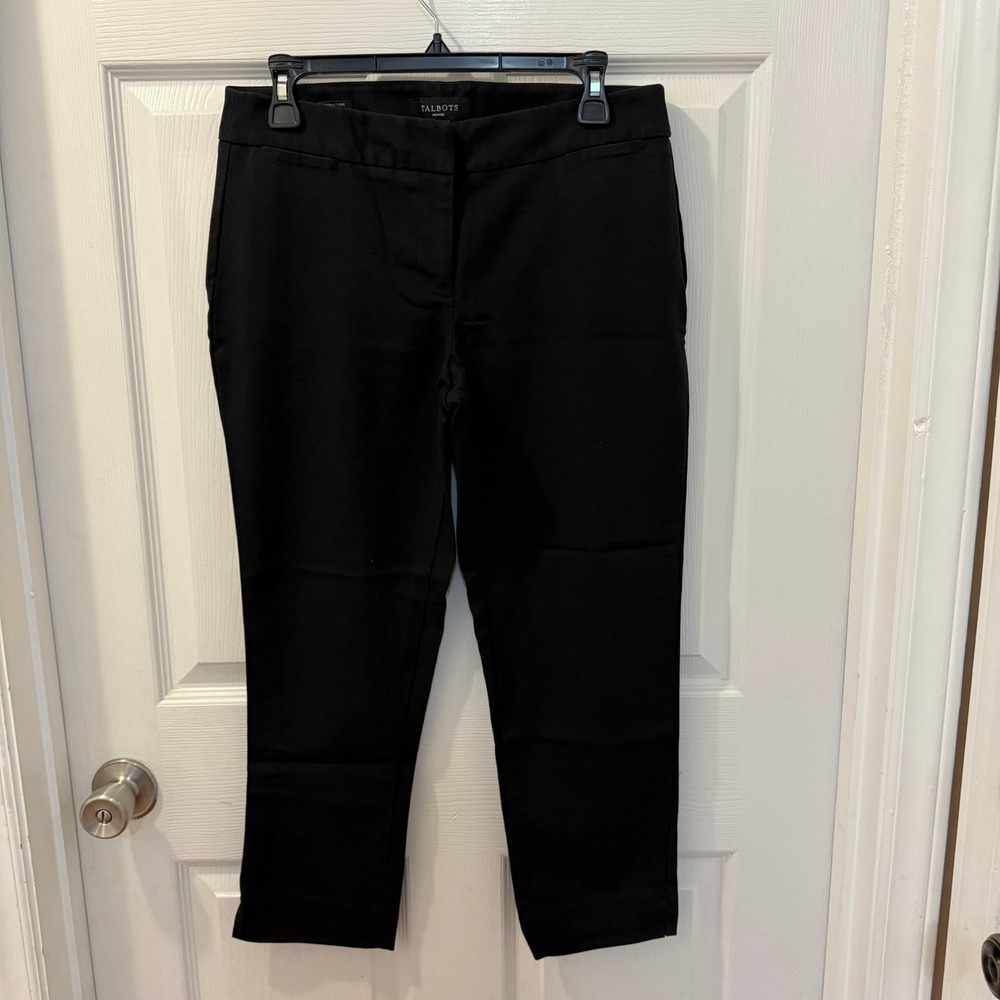 Talbots Petites Black Signature Fit Ankle Cropped Pants Size 8P Career‎
